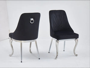 Chaise salle à manger - Tissu velours – Pied métal ( chromé / or )- Lot de 2 / 4 /6 – Baroka
