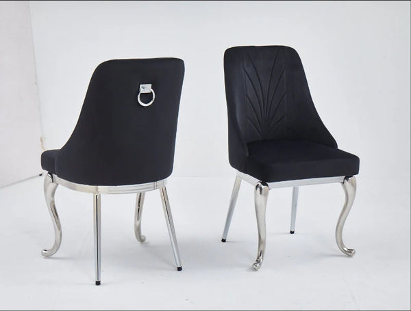 Chaise salle à manger - Tissu velours – Pied métal ( chromé / or )- Lot de 2 / 4 /6 – Baroka