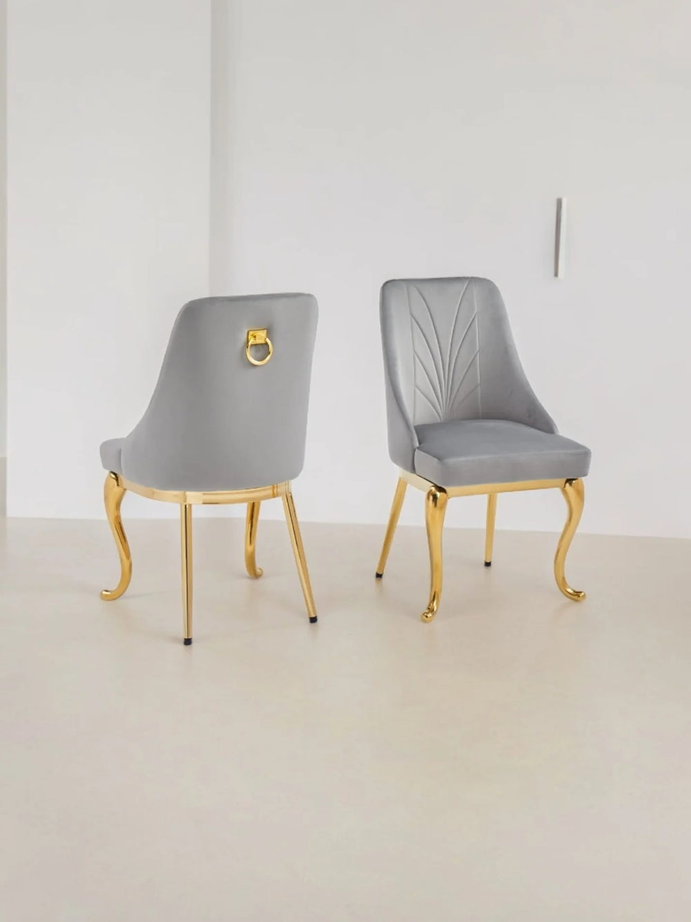 Chaise salle à manger - Tissu velours – Pied métal ( chromé / or )- Lot de 2 / 4 /6 – Baroka