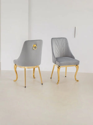 Chaise salle à manger - Tissu velours – Pied métal ( chromé / or )- Lot de 2 / 4 /6 – Baroka