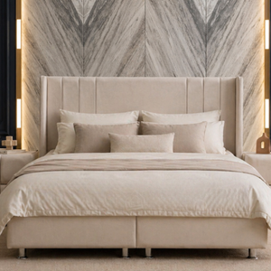 Lit coffre - Tissu velours blanc - Alma