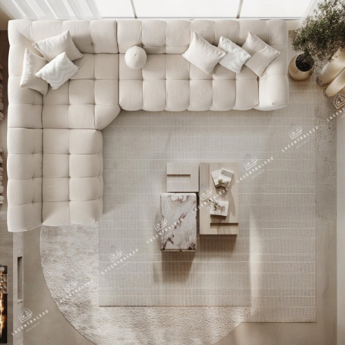 Canapé d’angle – Tissu laine bouclée ou velours - 315 cm – Big Carmen