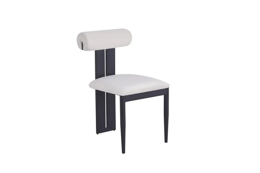 Chaise boudin pied metal noir velours beige