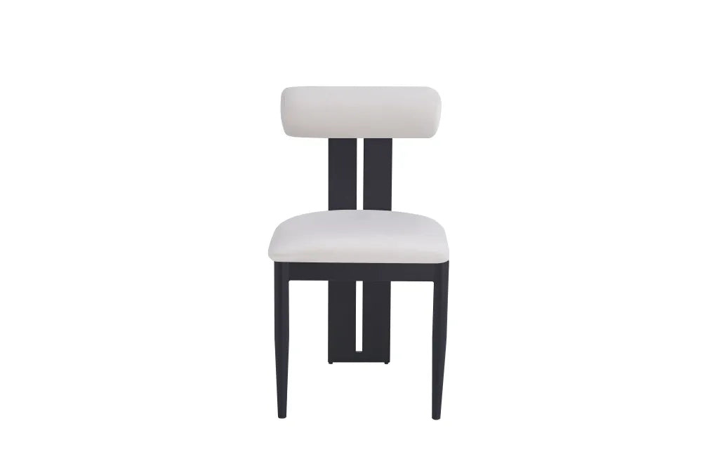Chaise boudin pied metal noir velours beige