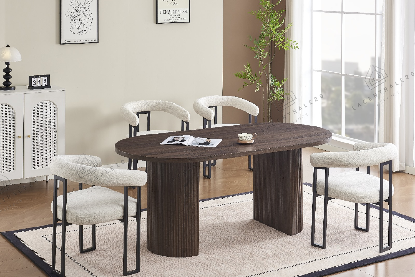 Table à manger effet Noyer ANNA