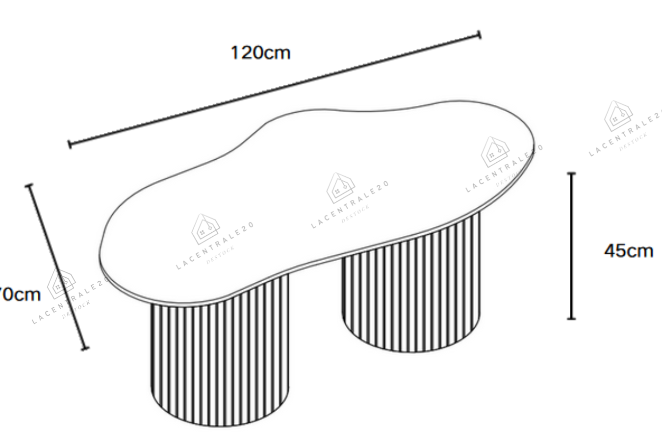 Table basse Niki effet travertin et noyer