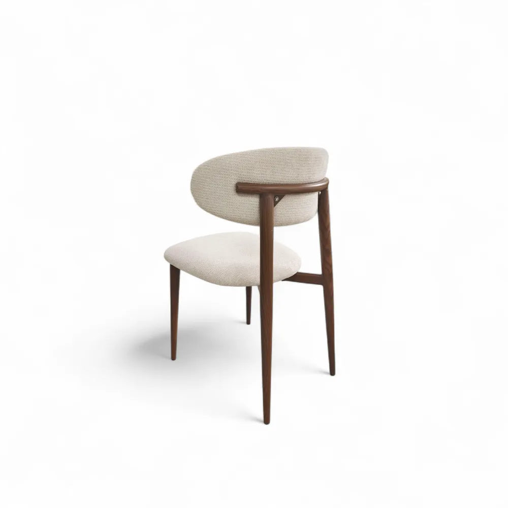 Chaise Boheme chenille beige noyer