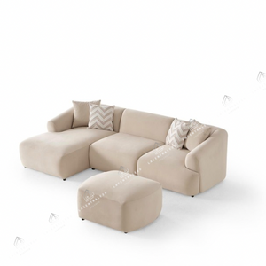 Canapé d’angle - Tissu velours ou laine bouclée - Porto