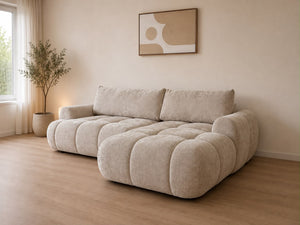 Canapé convertible - Tissu Marbella beige - Léo
