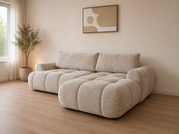 Canapé convertible - Tissu Marbella beige - Léo