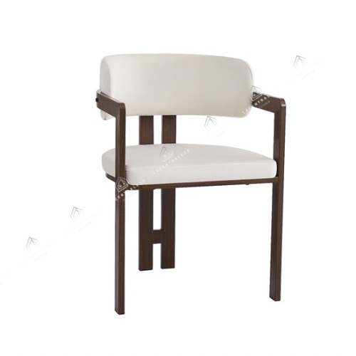 Chaise Tilo beige - pied métal effet noyer