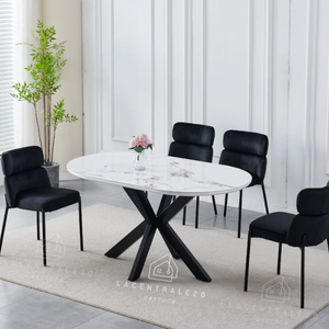 Table à manger - Effet marbre ou céramique - Ovale - Ophélia