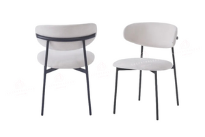 Chaise salle à manger – tissu serge ou côtelé - pieds métal noir – Lot de 2, 4 ou 6 – Lulu