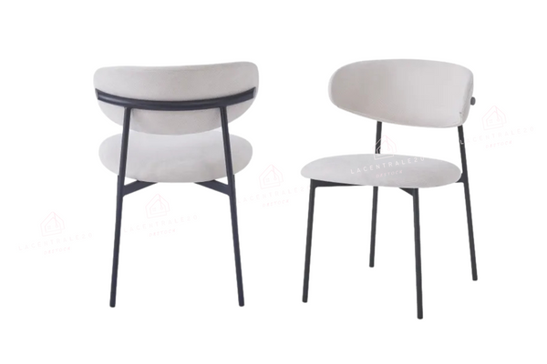 Chaise salle à manger – tissu serge ou côtelé - pieds métal noir – Lot de 2, 4 ou 6 – Lulu