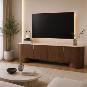 Meuble TV - Effet  et travertin - Iconic