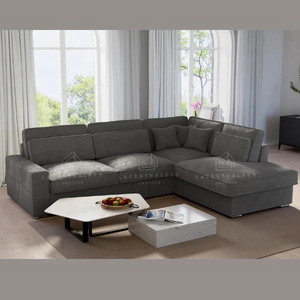 Canapé d’angle – Tissu côtelé gris anthracite – Bristol