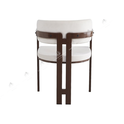 Chaise Tilo beige - pied métal effet noyer