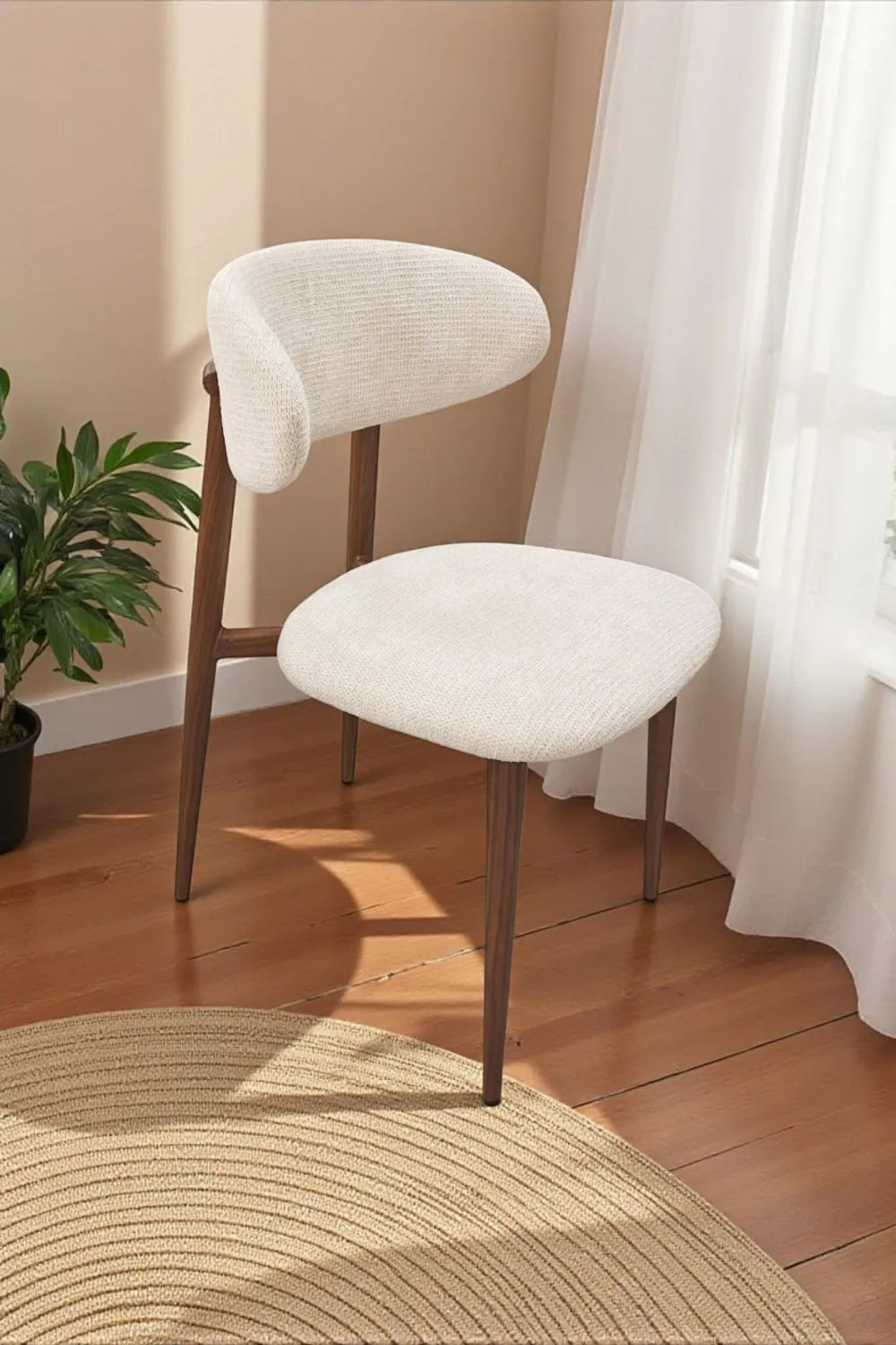 Chaise Boheme chenille beige noyer