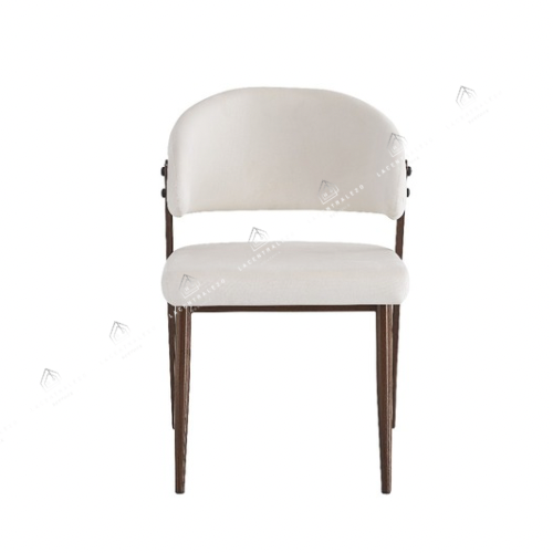 Chaise Lamia beige - pied métal effet noyer