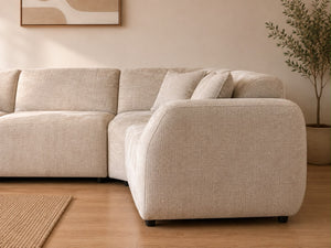 Canapé d'angle - Tissu Marbella beige - Elisa
