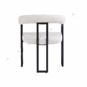 Chaises salle à manger en tweed crème – Pieds métal noir – Lots de 2/4/6 – Naia