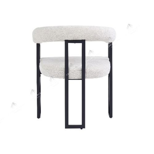 Chaises salle à manger en tweed crème – Pieds métal noir – Lots de 2/4/6 – Naia