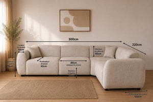 Canapé d'angle - Tissu Marbella beige - Elisa