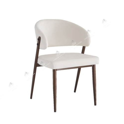 Chaise Lamia beige - pied métal effet noyer