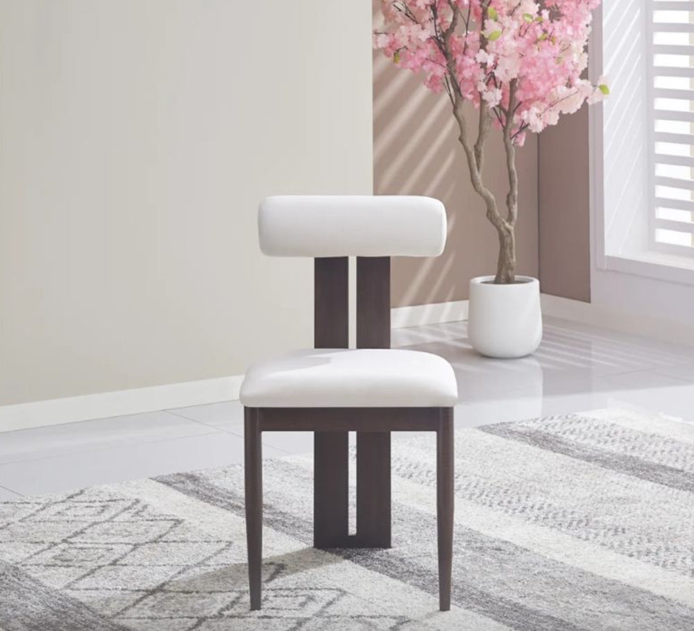 Chaise salle à manger – velours beige - pied effet noyer – Lot de 2/4 – Boudin