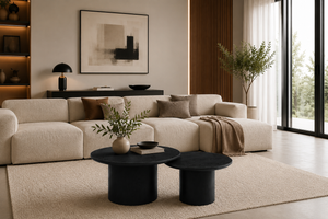 Table basse gigogne – Effet bois noir - Cercle
