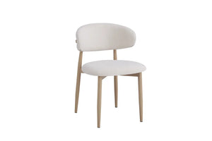 Chaise salle à manger – tissu beige - pied effet bois grain – Lot de 2/4 – Lucile