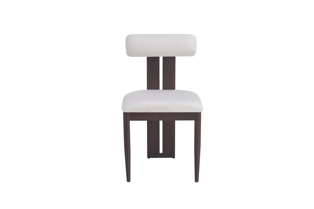 Chaise boudin effet Noyer velours beige