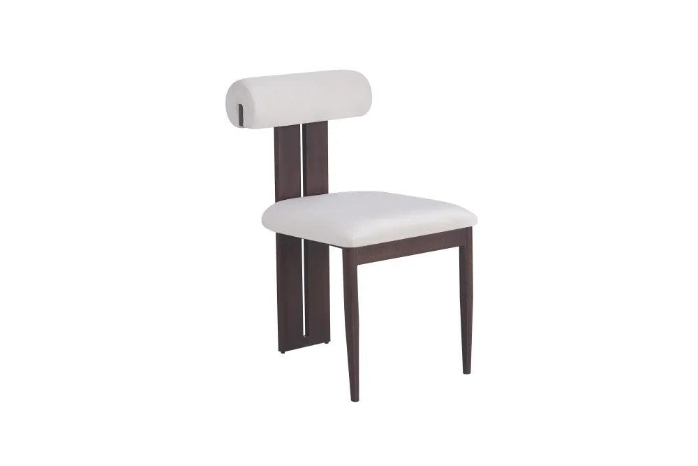 Chaise boudin effet Noyer velours beige