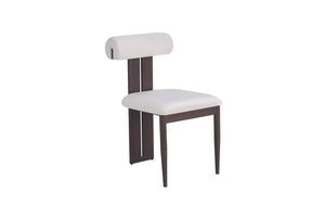 Chaise salle à manger – velours beige - pied effet noyer – Lot de 2/4 – Boudin