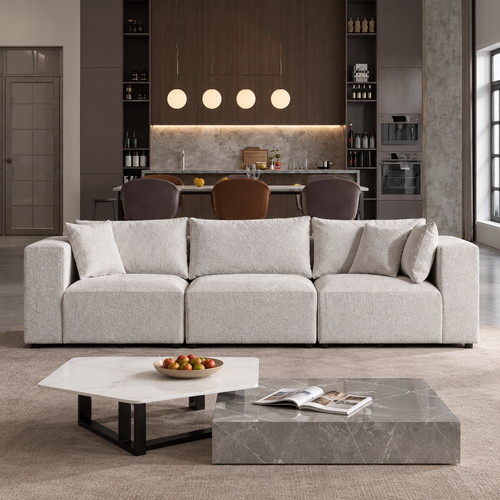 Canapé d'angle Modulable – Tissu chenille ou velours - Zara