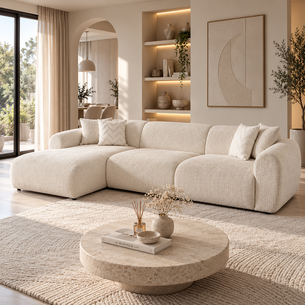 Canapé d'angle - Tissu Marbella beige - Cloud