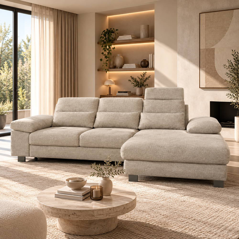 Canapé d’angle - Convertible avec coffre de rangement – 260x170 cm - Marseille