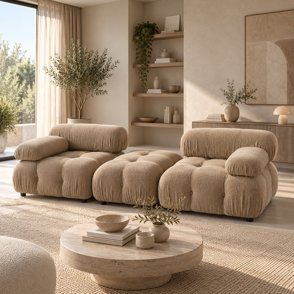 Canapé modulable - Tissu écru – Camel