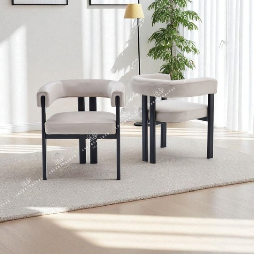 Chaise salle à manger – pied bois noir – Lot de 2 – Tina