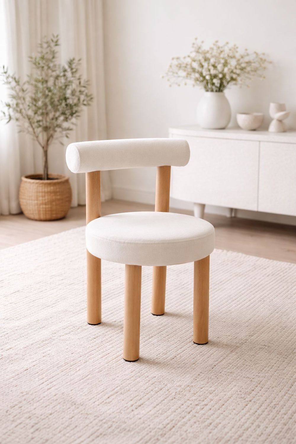 Chaise salle à manger – Tissu velours beige - Lot de 2 - Irina