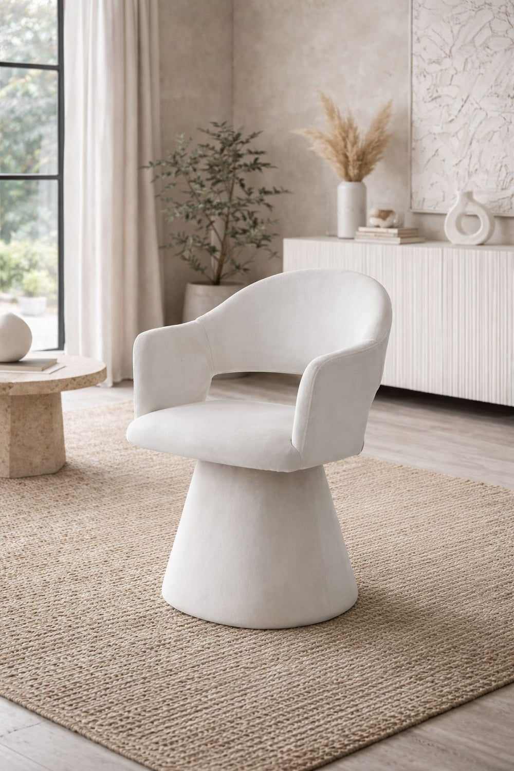Chaise pivotante – Tissu velours beige - Valentina