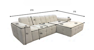 Canapé d’angle - Tissu laine bouclée – convertible -Caprice