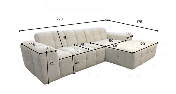 Canapé d’angle - Tissu laine bouclée – convertible -Caprice