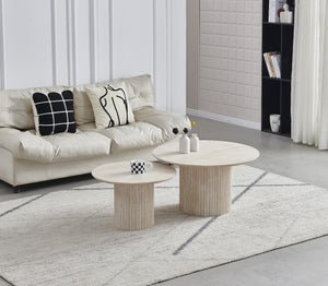 Table basse - Effet Travertin beige - Gigogne - Baieta