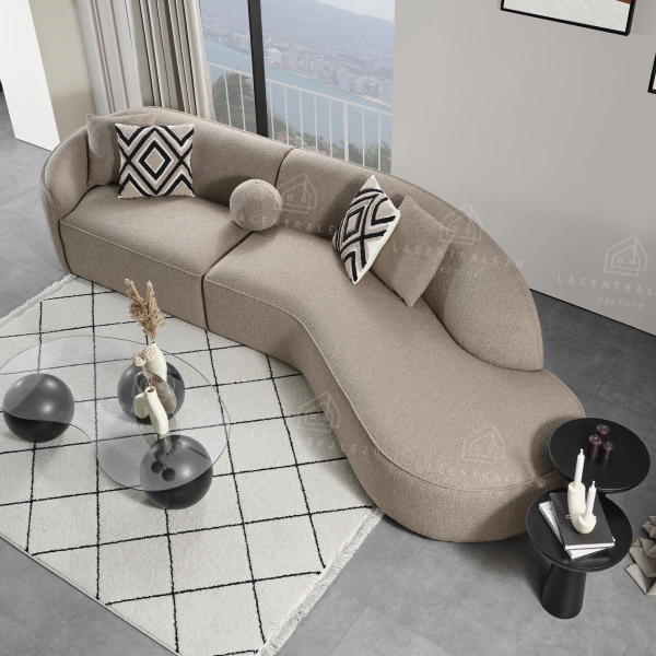 Canapé d’angle - Tissu laine bouclée ou velours – Teddy