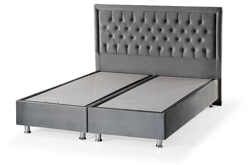 Lit coffre - Beige ou Gris - Roma