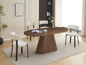 Table à manger - Effet Travertin et Noyer - Ourlet