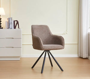 Chaise salle à manger pivotante – Tissu (écru / gris / taupe) - Pied métal (noir ou gold) – Lot de 2/4/6 – Lola