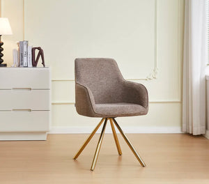 Chaise salle à manger pivotante – Tissu (écru / gris / taupe) - Pied métal (noir ou gold) – Lot de 2/4/6 – Lola