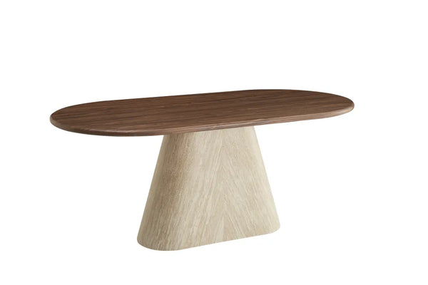 Table à manger - Effet Travertin et Noyer - Ourlet